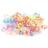 100Pcs Acrylic Circular Barbell Horseshoe Ring 16G Luminous Nose Piercing
