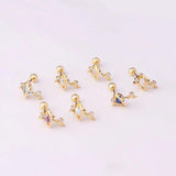 Zircon Stainless Steel Star Moon Piercing Nails