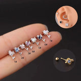 Zircon Stainless Steel Star Moon Piercing Nails