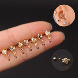 Zircon Stainless Steel Star Moon Piercing Nails