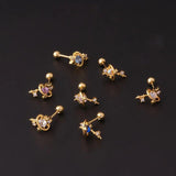 Zircon Stainless Steel Star Moon Piercing Nails