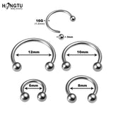 HONGTU Titanium Horseshoe Septum Piercing Lip Ring Ear Smiley Bar BCR