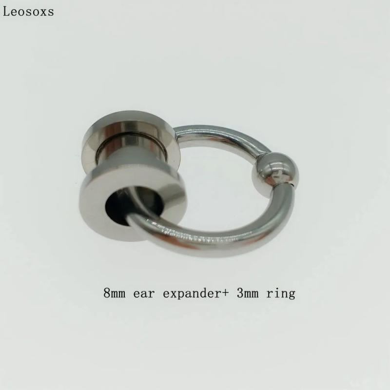Leosoxs Ear Expander Ear Tunnels Plugs Double Flare and Captive Hoop Rings