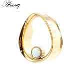2pcs Water Drop Opal Stone Ear Tunnels Plugs Stainless Steel