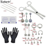 Disposable Body Piercing Kit - Needles, Clamp, Gloves - Ear Nose Navel