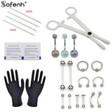 Disposable Body Piercing Kit - Needles, Clamp, Gloves - Ear Nose Navel