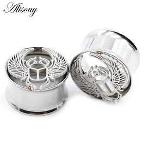 2pcs Ladybug Ear Tunnels Stainless Steel