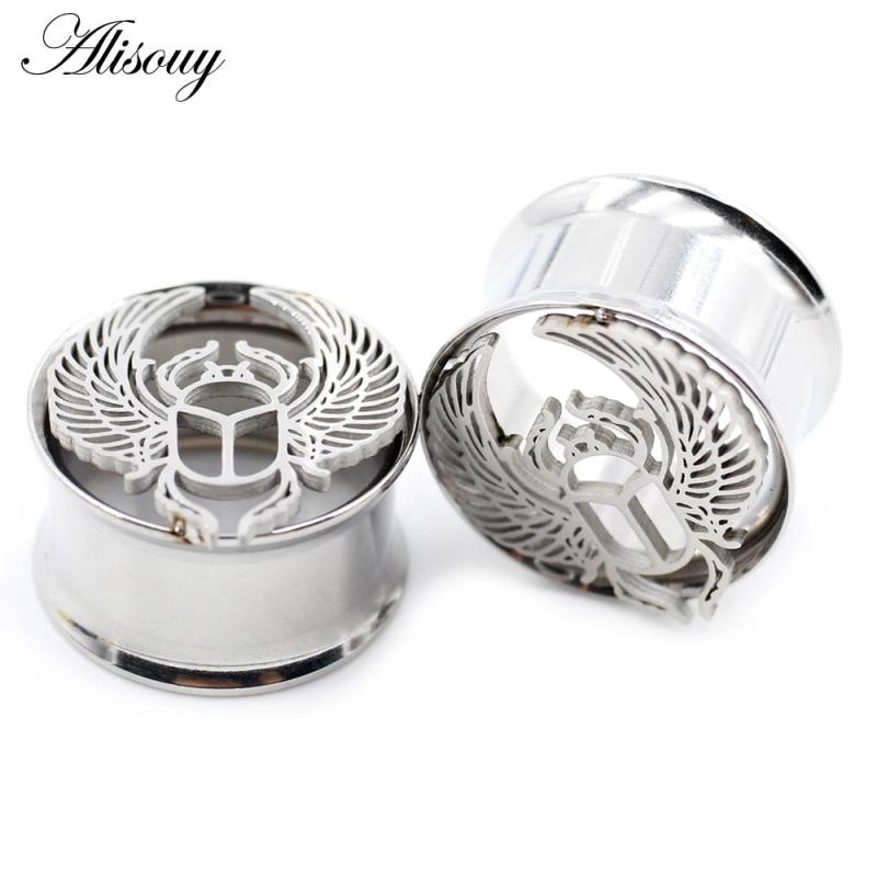 2pcs Ladybug Ear Tunnels Stainless Steel