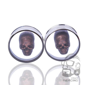 3D Skull Double Flare Steel Plugs 10-25mm