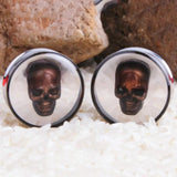 3D Skull Double Flare Steel Plugs 10-25mm