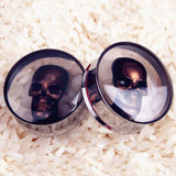 3D Skull Double Flare Steel Plugs 10-25mm