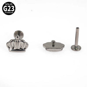 Titanium Crown Lip Labret Paw Studs Earrings 6/8mm