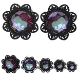 Zircon Stainless Steel Flower Saddle Ear Plug Tunnel Body Piercing