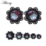 Zircon Stainless Steel Flower Saddle Ear Plug Tunnel Body Piercing