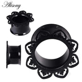 Zircon Stainless Steel Flower Saddle Ear Plug Tunnel Body Piercing