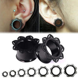 Zircon Stainless Steel Flower Saddle Ear Plug Tunnel Body Piercing