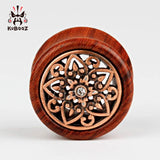 Kubooz Wood Ear Plugs Tunnels Metal Crystal Pair Ear Gauges