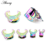 2pcs Stainless Steel Semicircle Ear Tunnels Plugs Stretchers Gauges Earrings