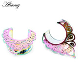 2pcs Stainless Steel Semicircle Ear Tunnels Plugs Stretchers Gauges Earrings