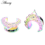 2pcs Stainless Steel Semicircle Ear Tunnels Plugs Stretchers Gauges Earrings