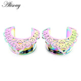 2pcs Stainless Steel Semicircle Ear Tunnels Plugs Stretchers Gauges Earrings