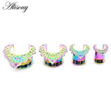 2pcs Stainless Steel Semicircle Ear Tunnels Plugs Stretchers Gauges Earrings
