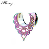 2pcs Stainless Steel Semicircle Ear Tunnels Plugs Stretchers Gauges Earrings