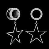 2 Stainless Steel Star Ear Tunnel Plugs 4-25mm