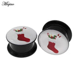 Miqiao 2pcs Christmas Ear Gauges Earring Plugs 4mm-25mm