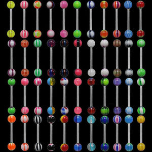 30 PCS Mix Women Tongue Rings Acrylic Ball Barbell Body Jewelry