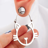 2PCS Dangle Ear Tunnels Stainless Steel Drop Earrings Plug