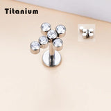 G23 Titanium Ear Studs Cross Zircon Paved Lip Cartilage Labret Tongue Nail