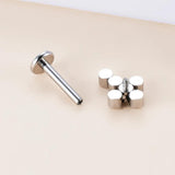 G23 Titanium Ear Studs Cross Zircon Paved Lip Cartilage Labret Tongue Nail