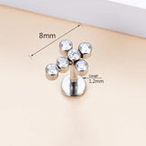 G23 Titanium Ear Studs Cross Zircon Paved Lip Cartilage Labret Tongue Nail