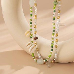 Sexy Shell Beads Waist Chain Double Layers Crystal Body Chain