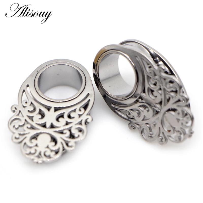2pcs Stainless Steel Ear Plugs Dangle Piercing Gauges Expander Body Jewel