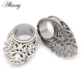 2pcs Stainless Steel Ear Plugs Dangle Piercing Gauges Expander Body Jewel