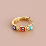 Boho Style Square Oil Painted Ear Studs