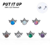 G23 ASTM F136 Titanium Opal Labret Lip Piercing Set