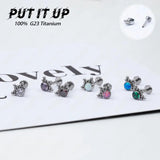 G23 ASTM F136 Titanium Opal Labret Lip Piercing Set