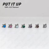 G23 ASTM F136 Titanium Opal Labret Lip Piercing Set