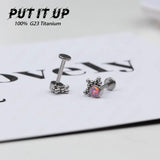 G23 ASTM F136 Titanium Opal Labret Lip Piercing Set