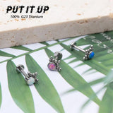 G23 ASTM F136 Titanium Opal Labret Lip Piercing Set