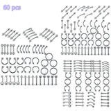 G23 Medical Stainless Steel 60 PCS/Pack Jewelry Lip Nose Nail Piercing