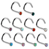 10Pcs Opal Stone Nose Rings & Studs Stainless Steel Piercing Jewelry