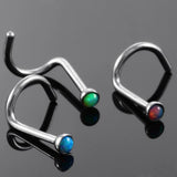 10Pcs Opal Stone Nose Rings & Studs Stainless Steel Piercing Jewelry