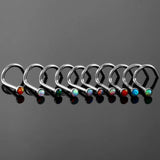 10Pcs Opal Stone Nose Rings & Studs Stainless Steel Piercing Jewelry