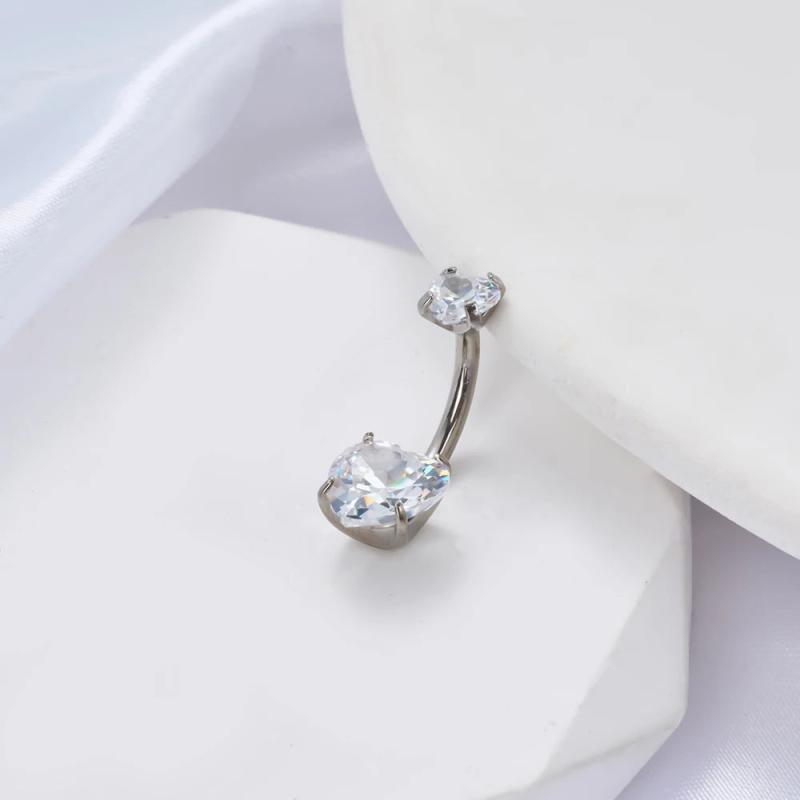 G23 Titanium Heart CZ Navel Piercing Body Jewelry for Women