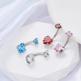 G23 Titanium Heart CZ Navel Piercing Body Jewelry for Women