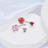 G23 Titanium Heart CZ Navel Piercing Body Jewelry for Women